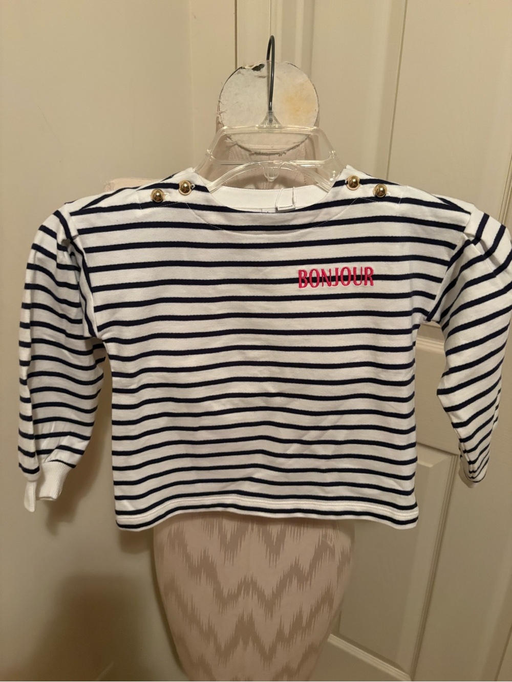 Janie and Jack Striped Long-Sleeve Top- Navy & White size 3 $54 French inspired